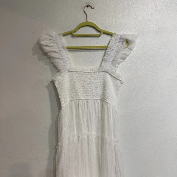Blu Pepper White Swiss Dot Tulle Tiered Maxi Dress Sz S NWT - Image 10