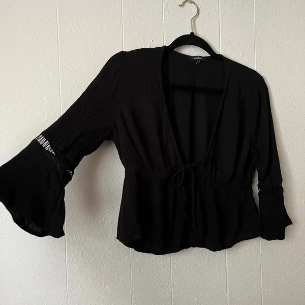 Ambiance Top Womens XS Flared Sleeve Cropped Witchy Goth Boho Dark Fairy Y2K - Image 6