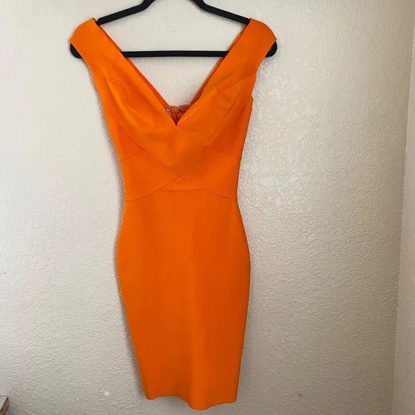 HOUSE OF CB 'Ginevra' Orange Cross Front Bandage Dress‎ /Size XS NWOT - Image 5