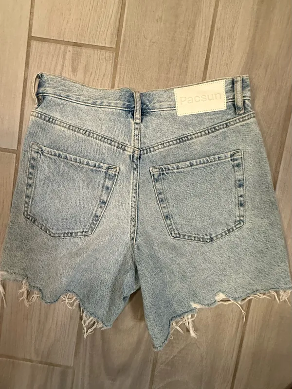 PacSun Light Blue Distressed High-Rise Denim Shorts - Image 7