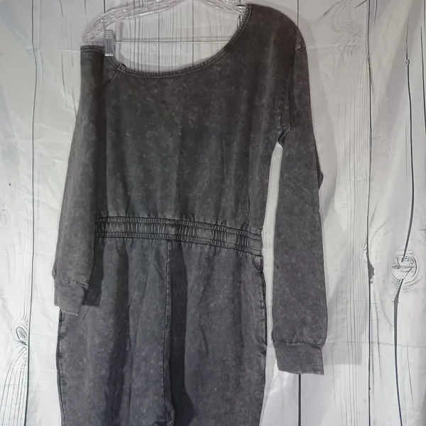 Lane 201 Faded Black Off The Shoulder comfy casual Jumpsuit with Drawstring - Image 12