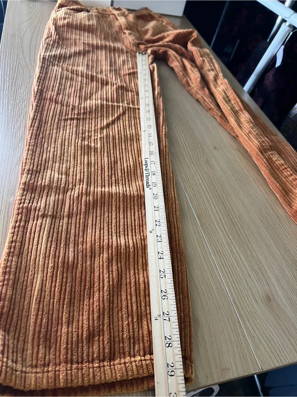 BDG High Rise Baggy Corduroy Pants Orange Size 26 - Image 15
