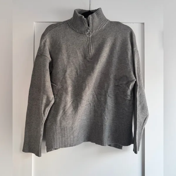 Primark Women's grey half zip mock neck sweater long sleeve pullover Size M 8-10 - Image 3