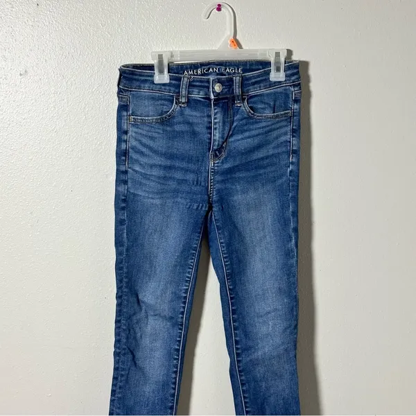 American Eagle Women Blue‎ Denim Hi-Rise Jegging Jeans Next Level Stretch size 0 - Image 2