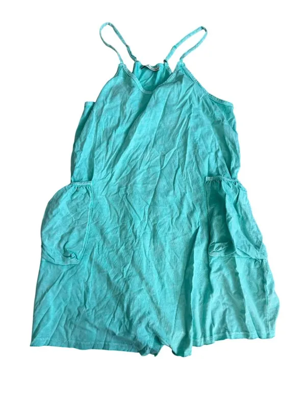 ZENANA Aqua Burnished Shorts Romper Size Large - Image 4