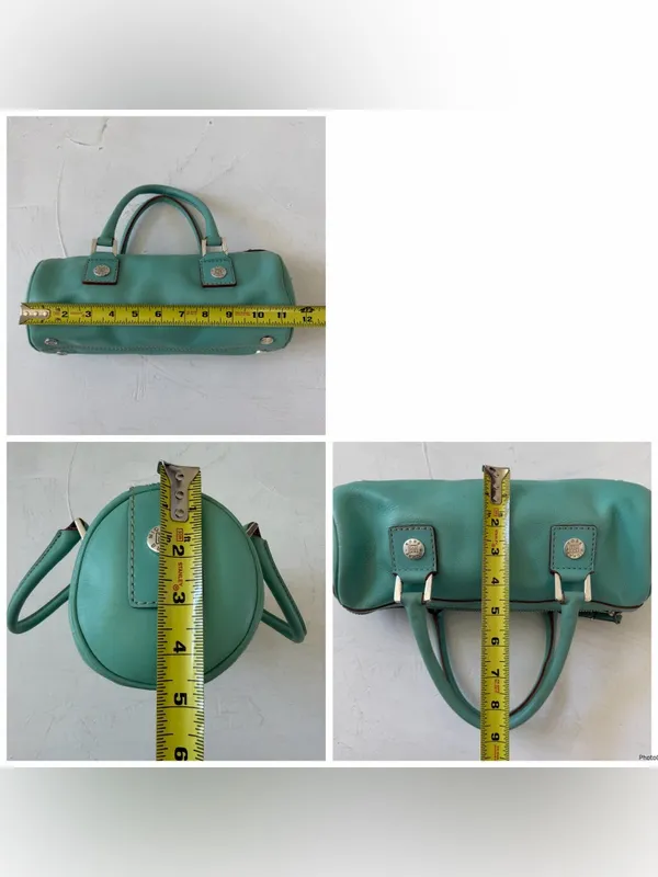 Vintage Michael Kors Barrel Bag 2000s Y2K Mint Green Teal - Image 12