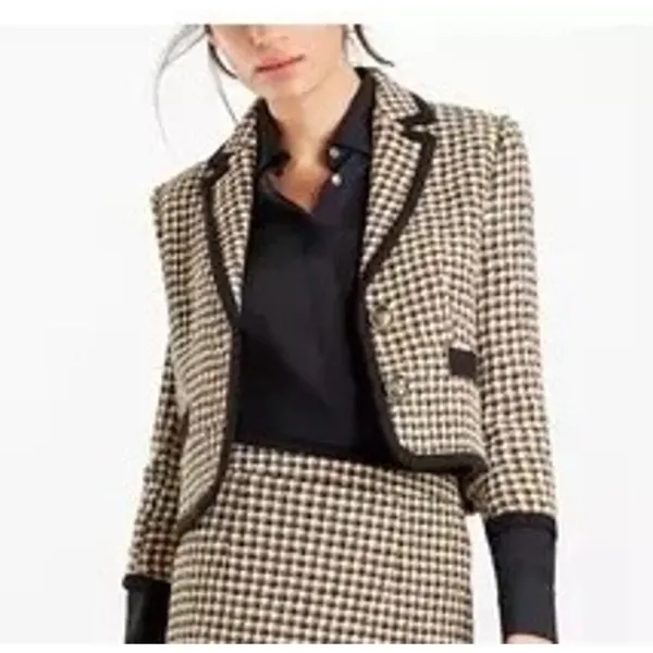 Brooks Brothers Checked Tweed Cropped Jacket - Image 4
