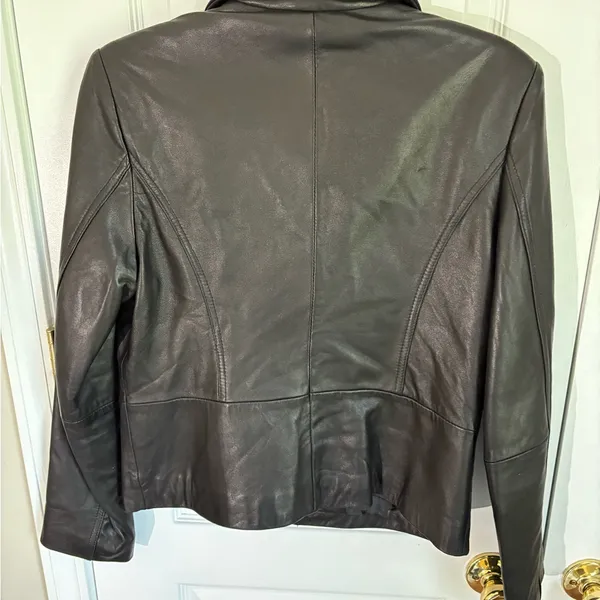 Madison Studio Black 100% Leather Jacket Cropped Zip Genuine Leather S - Image 3
