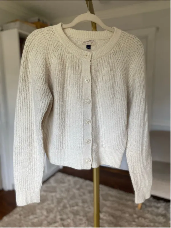 Universal Threads Ivory Cream Cardigan Button Front Knit Nantucket Preppy Prairie - Image 2