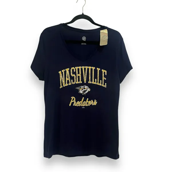NHL Hockey Nashville Predators Women's V neck T-Shirt NWT size Large - Image 3