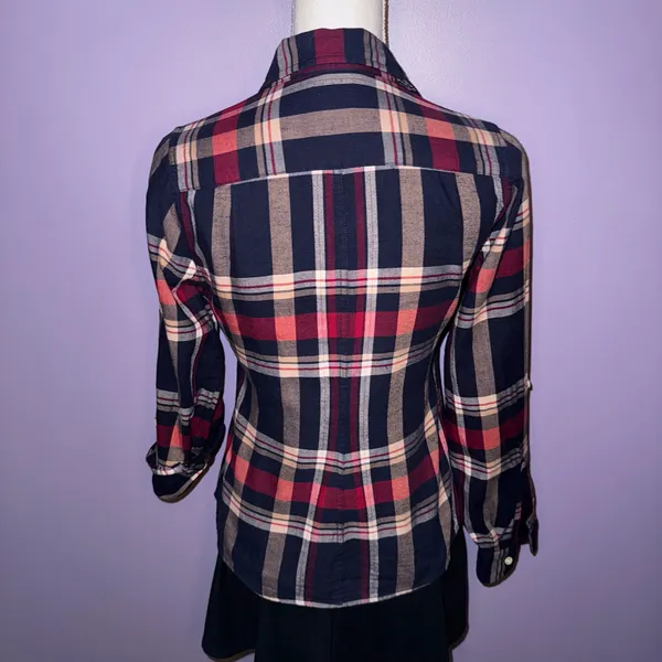 NEW Lucky Brand Navy Blue Plaid Button Up Shirt - Image 13