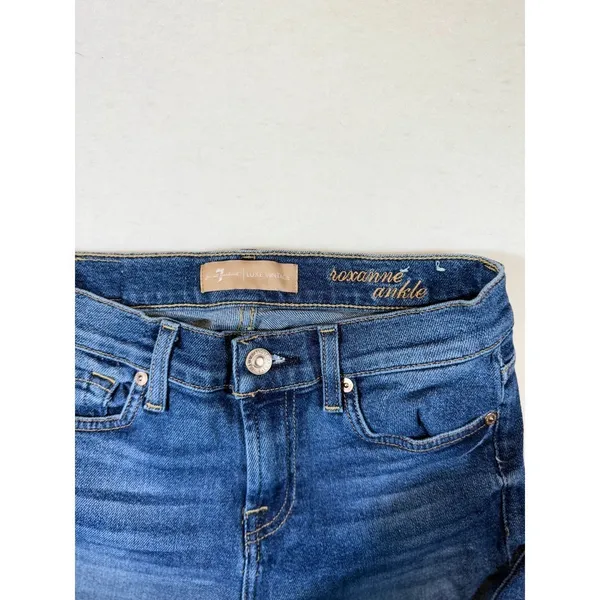 7 For All Mankind Roxanne Ankle Jeans Women Size 26 Blue Denim Frayed Hem - Image 5