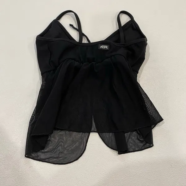 Tiger Friday Black Mesh Peplum Dance Top Adult Small Ballet Y2K - Image 4