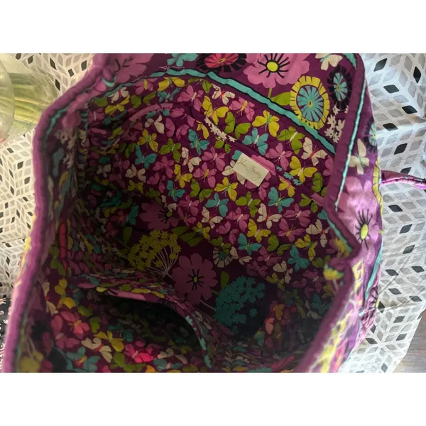Vera‎ Bradley Y2k Plum Petals Quilted Cotton Tote Bag Purple Floral Butterfly - Image 7