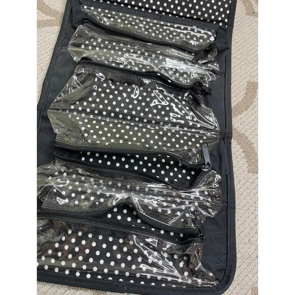 PANDORA Black Roll-Up Foldable Jewelry Travel Case 4 Zip Pockets Organizer - Image 6