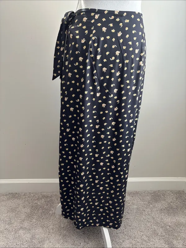 NWT Billabong Ocean Air Floral Maxi Wrap Skirt - Black / Yellow (Size Small) - Image 6