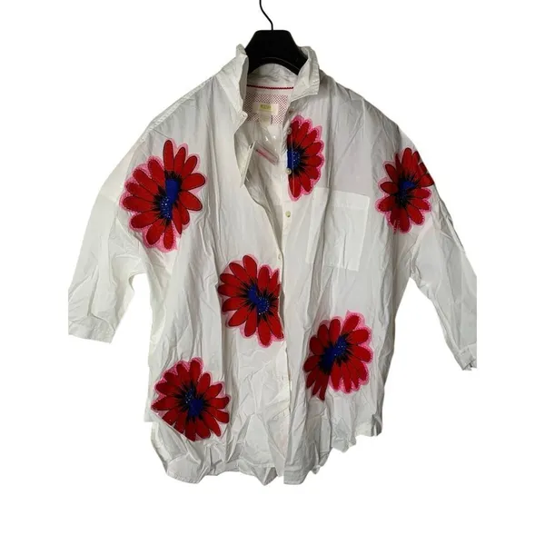 Anthropologie Maeve Embroidered Floral Blouse women's size XS S oversized NEW - Image 2