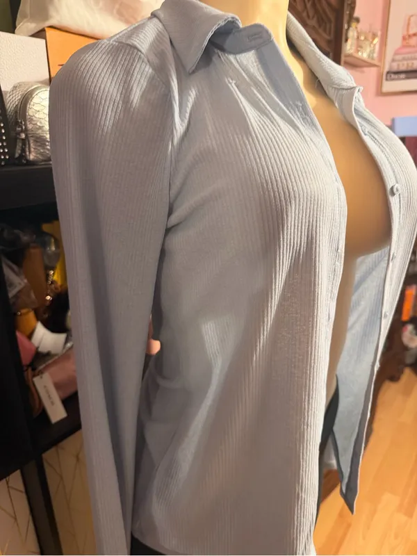 Abercrombie & Fitch Pale Blue Ribbed Knit Top - Image 2