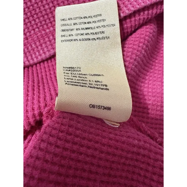 Pilcro Anthropologie Thermal Shirt Size L Pink Waffle Knit V-Neck - Image 10