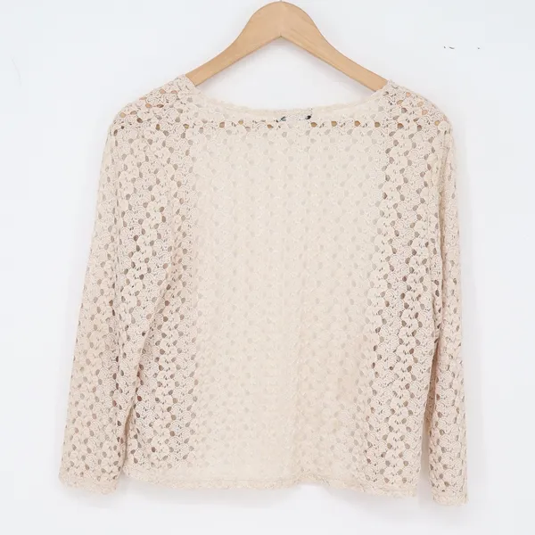 Onyx Apparel Cardigan Womens M Beige Lace Open Front Shrug Excellent - Image 3