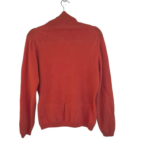 Pure Collection 100% Cashmere Turtleneck Sweater Coral Orange Size 14 16 - Image 7