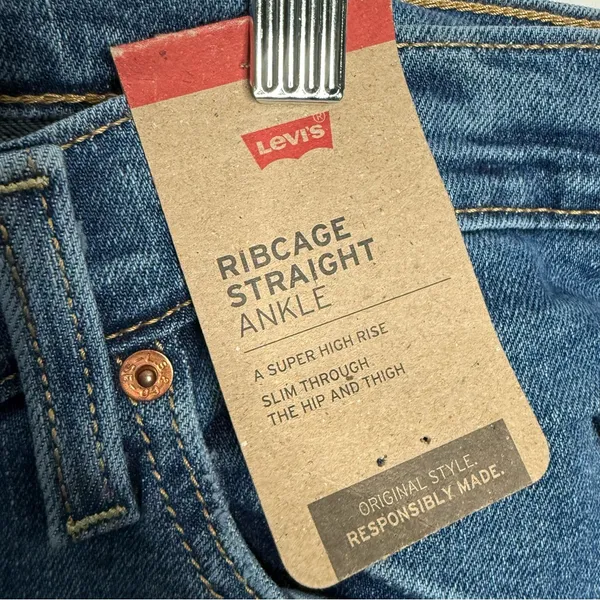 NWT Levi's Ribcage Straight Ankle Jeans Super High‎ Rise Blue 18W Streetwear - Image 4