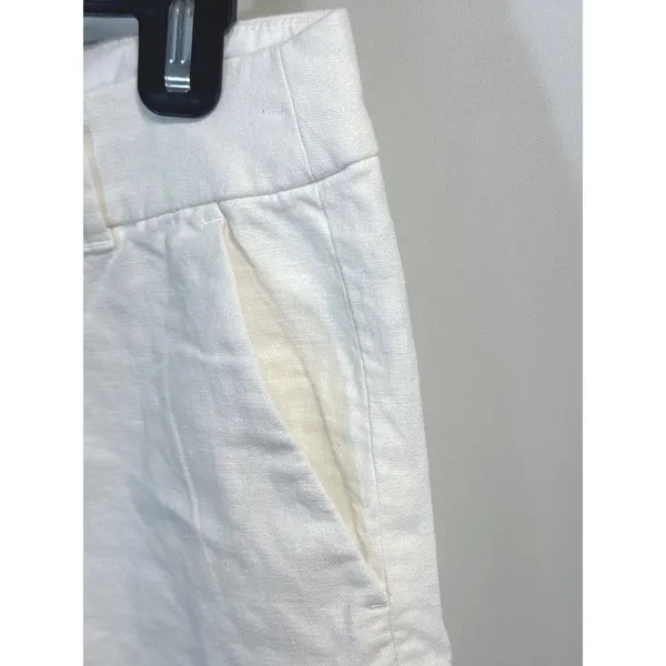 J.Crew White Scalloped Hem Linen Cotton Blend Shorts Women Sz. 4 Nautical Preppy - Image 4