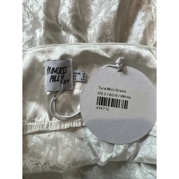 Princess Polly New White Tyra Mini Dress Satin Cottagecore Peasant Bridal - Image 5