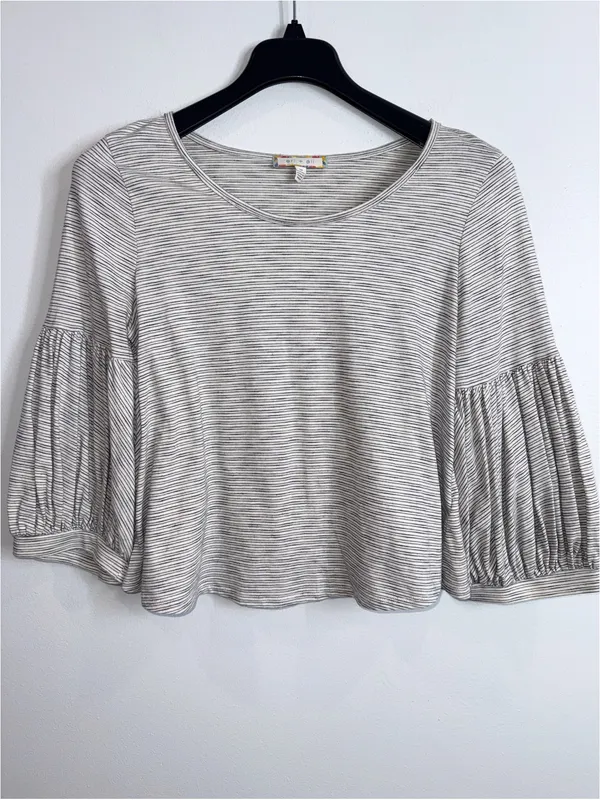 Anthropologie Eri + Ali Trina striped bubble sleeve tee size medium - Image 2