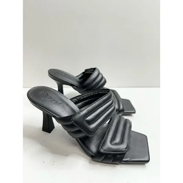 Abound Sandals Size 6 Black Qarly Open Square Toe Slip On‎ Heels - Image 3