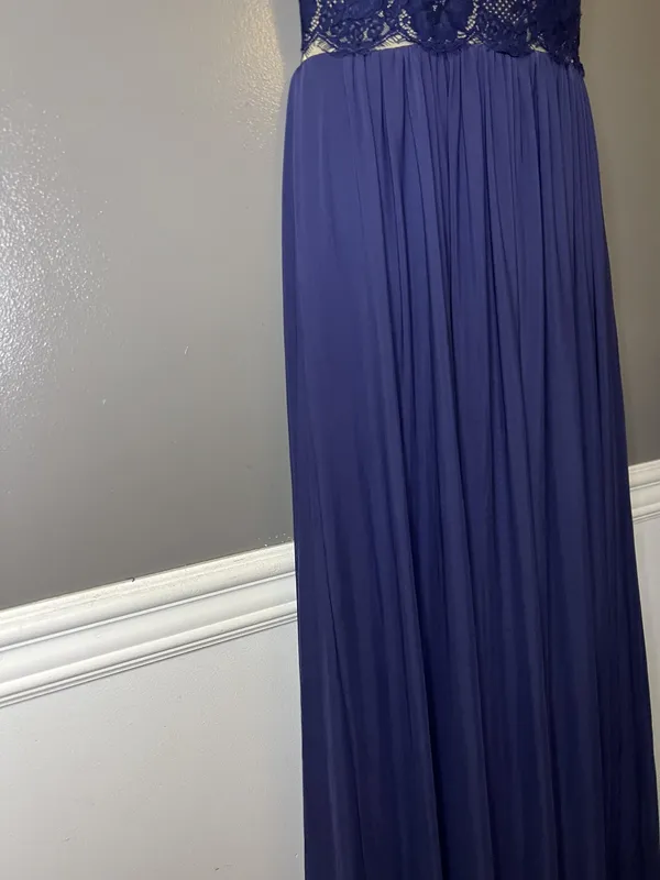 Sherri Hill Dress Womens 8 Blue Lace Illusion Bodice Open Back Maxi Formal Prom - Image 7