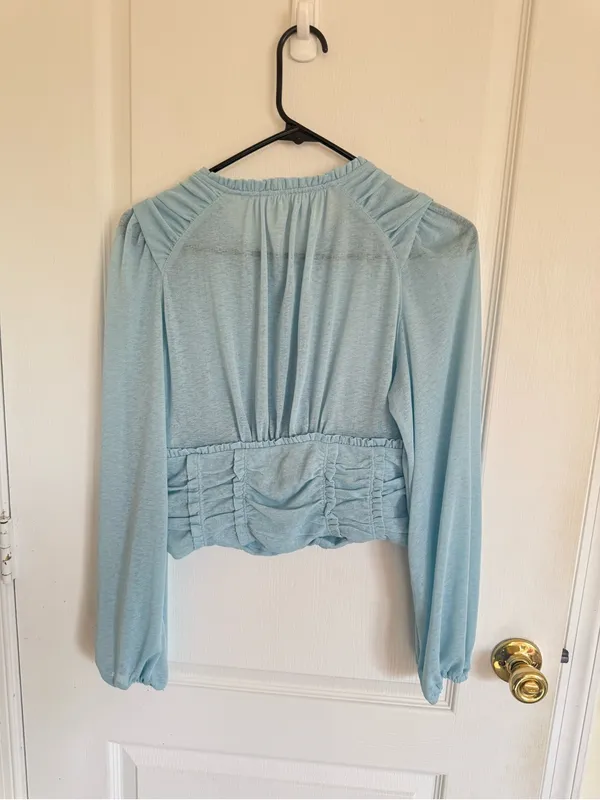 Anthropologie Long-Sleeve Femme Ruched Cropped Top - Image 6