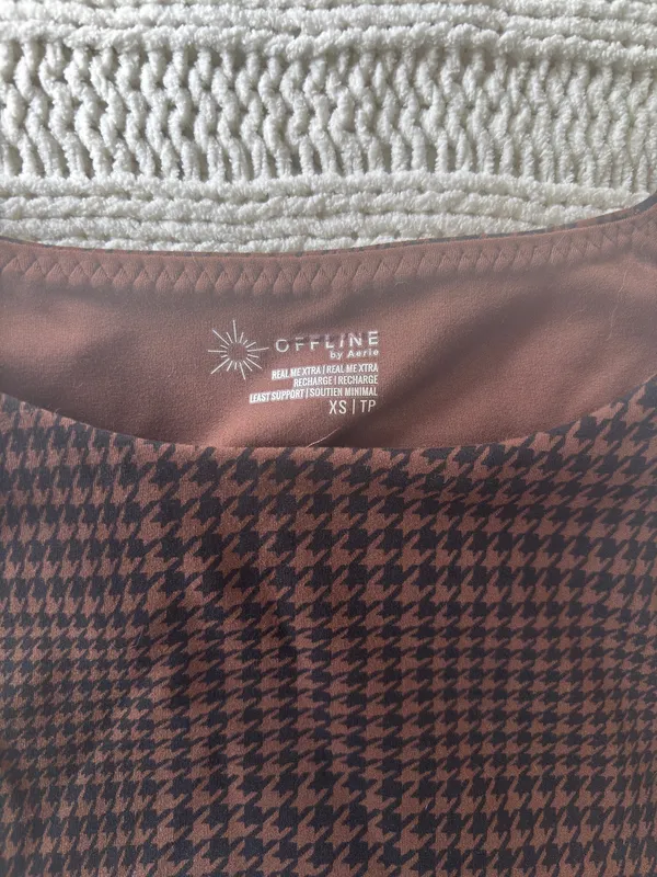 OFFLINE by Aerie NWT REAL ME XTRA brown houndstooth top - Image 3