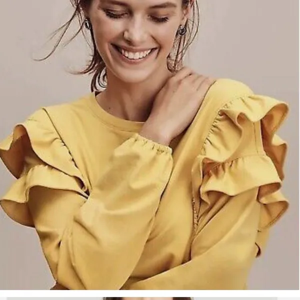 New Ann Taylor Lemon Shade Ruffle Sweatshirt Yellow - Image 4