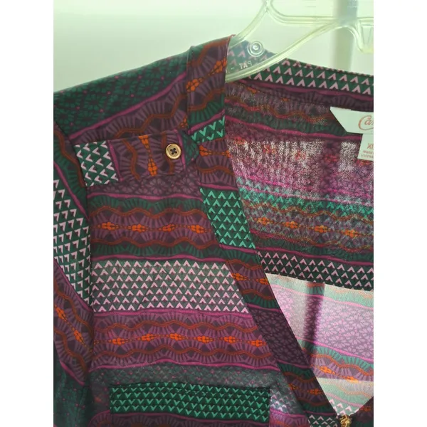 Candies Size XL Purple Multi Color Roll Tab Zip Front V-Neck Pocket Front Top - Image 6