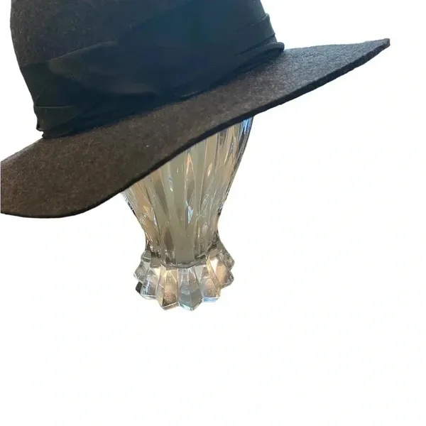 Zara Gray Wool Felt Floppy Fedora Hat Fall Winter classic boho Glam Minimalist - Image 4