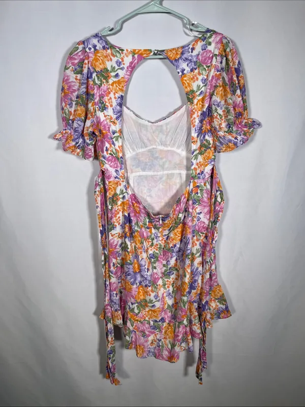Hello Molly Womens Pink Purple Floral Mini Dress Open Back 10 - Image 4