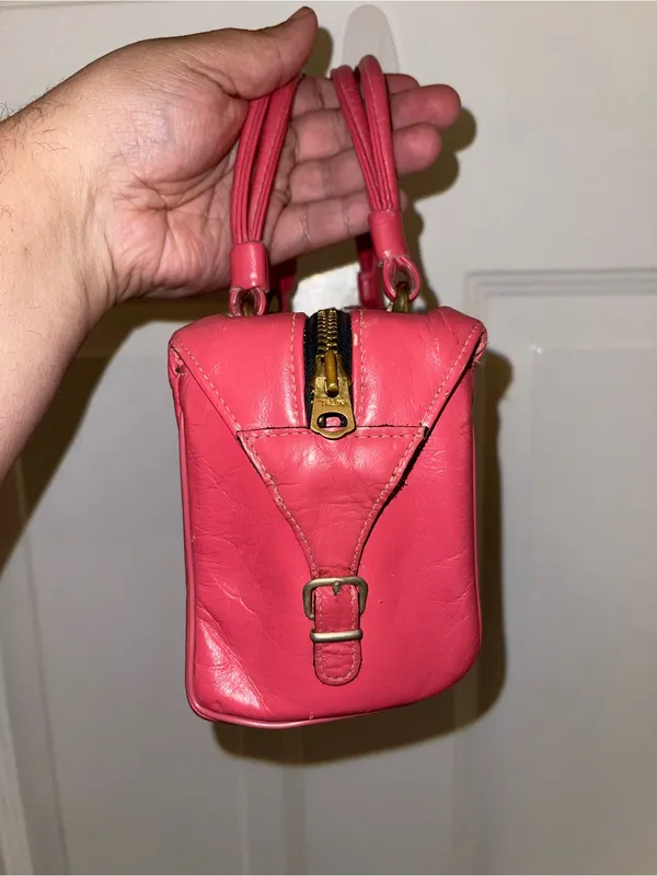 Pink Leather Satchel Handbag - Image 3