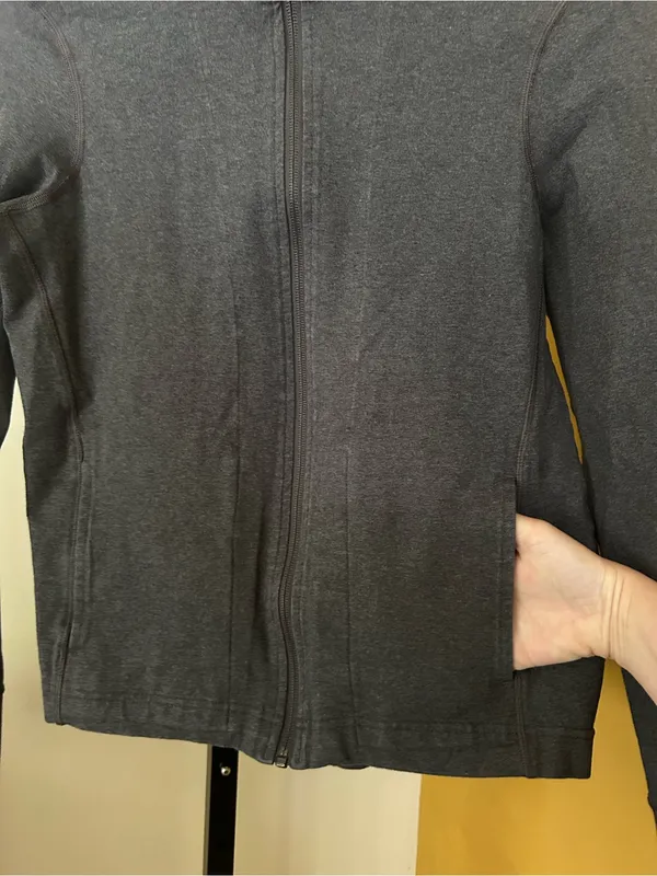 Pact Organic Cotton Go To Slim Zip Up Track‎ Jacket Athletic Stretch Gray Small - Image 3