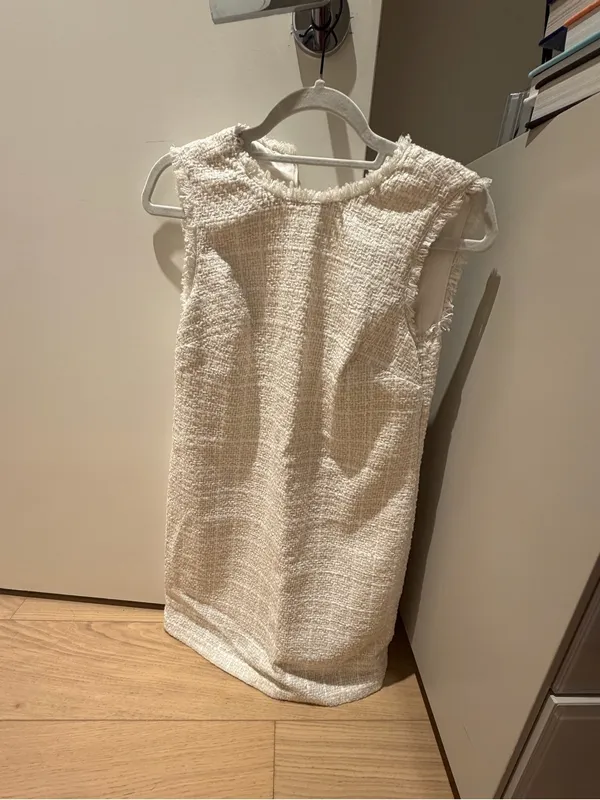 Ann Taylor Sleeveless Cream Tweed Shift Dress - Image 7