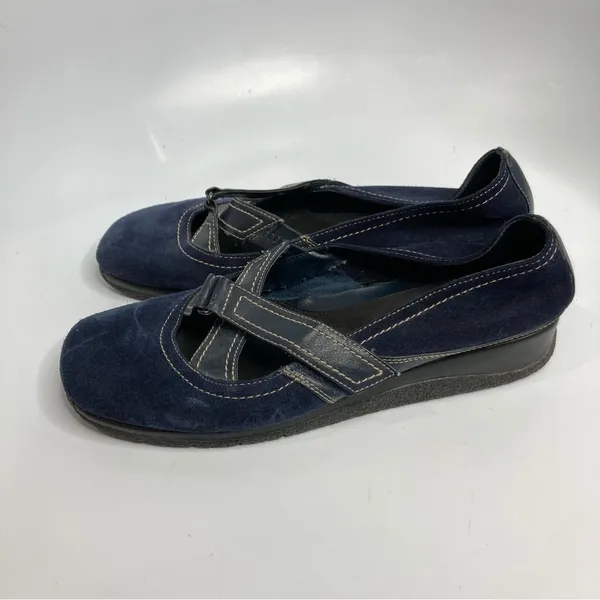 AEROSOLES butterscotch‎ flats navy blue leather size 8.5 - Image 3
