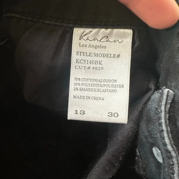 Kancan stretchy black metal ring moto13/30 raw hem jeans - Image 3