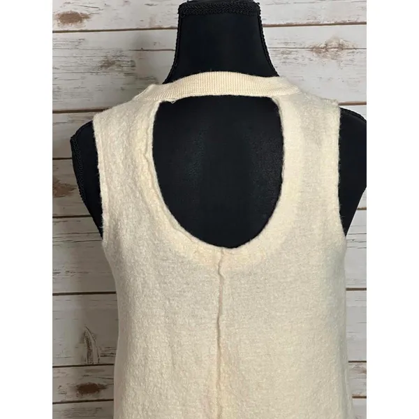 Anthropologie Knitted & Knotted cream wool sleeveless drop waist dress Small - Image 4