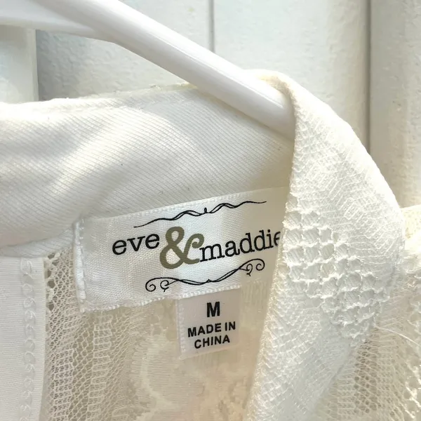 Eve And Maddie Sleeveless Lace Blouse Womens M Mock Neck Lined Ivory White - Image 8