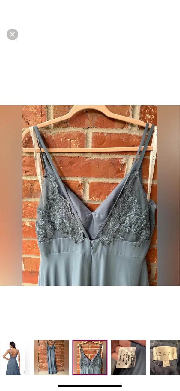Azazie Lennon Dusty Blue Chiffon Dress - Image 4