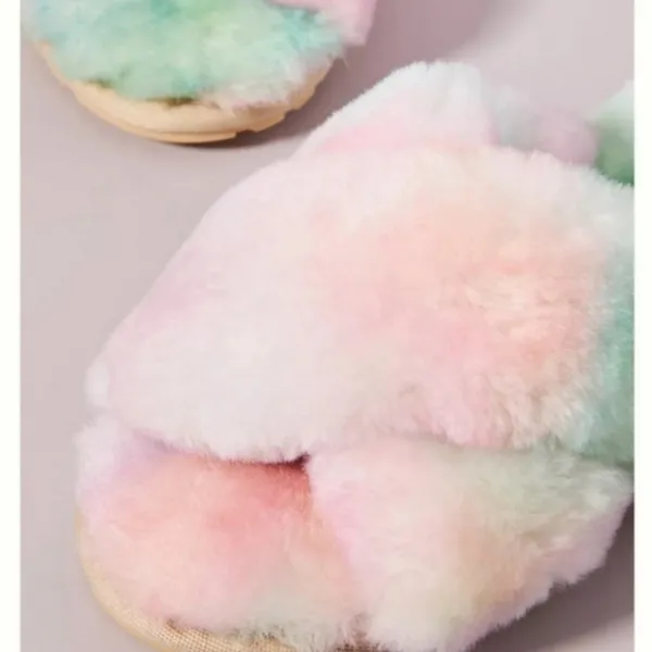Anthropologie Cozy Multicolor Fuzzy Slippers - Image 5
