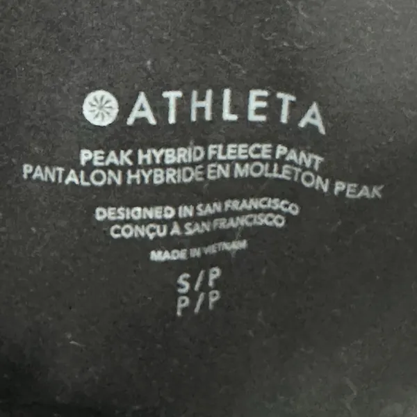 Athleta Peak Hybrid‎ Fleece Flare Pants Women's Size Small Black Zip Pockets - Image 7