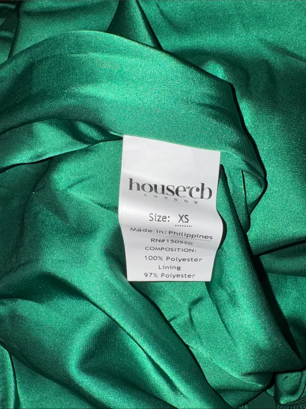 NEW HOUSE OF CB Belle Pine Green Sequin Open Back Long Sleeve Dress sz XS - Image 7