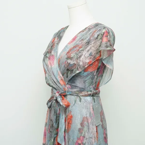 Eliza J Metallic Floral Drape Shoulder Gown - Image 6