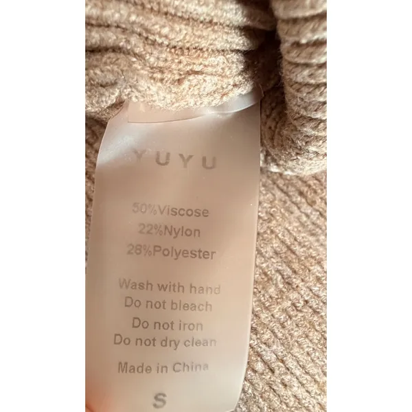 YUYU Knit Bolero Shrug Sweater Womens Small Beige Ribbed Bell Sleeve Open Front - Image 6